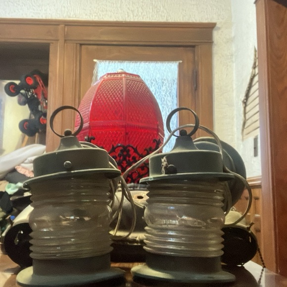 Red Decorative Lantern with Black Accents - Picture 4 of 7